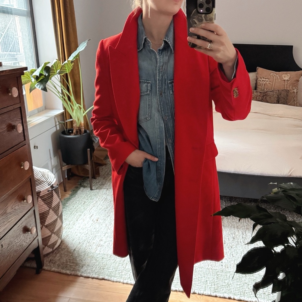Argent Red Wool Trench Coat - Made in US
